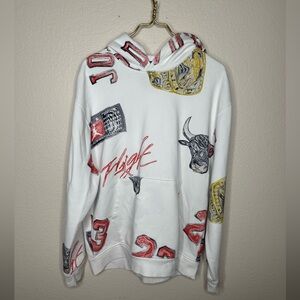 Jordan Brooklyn Ivory Fleece Sweatshirt Hoodie Size L white print michael
Jordan